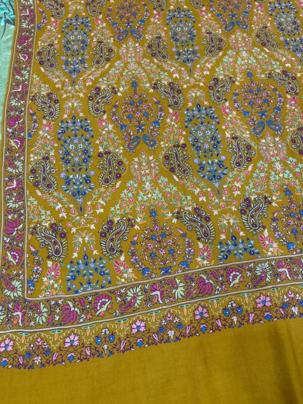 Hand Embroidered Timeless Masterpieces Papier Mache Pure Pashmina Shawl - Image 4