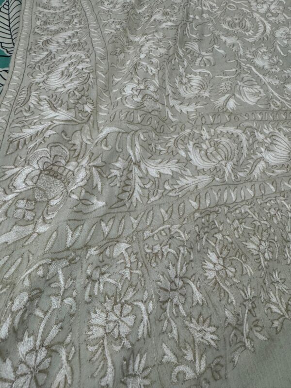 Silver Cream - kalamkari Pashmina Shawl - Image 3