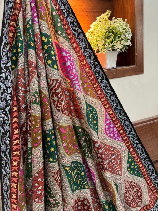 Pashmina Handmade Kalamkari Shawl, Multicoloured