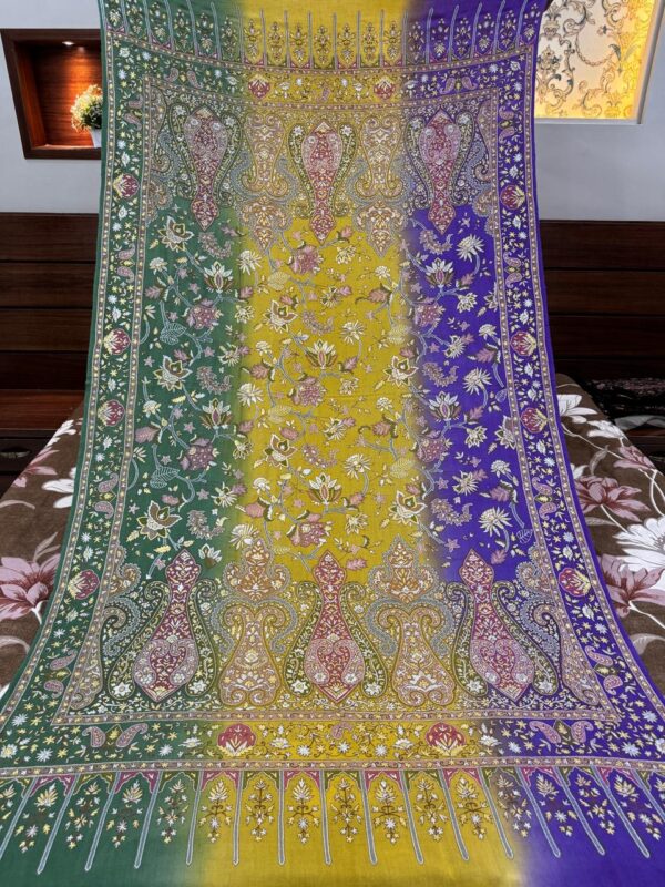 Zari And silk Hand Embroidery Handloom Pashmina Shawl - Image 5