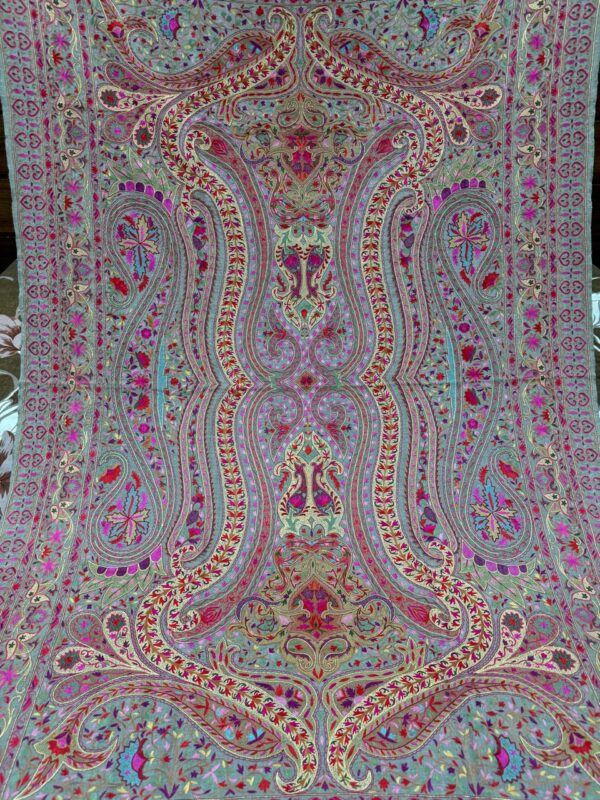 Hand Embroidered Timeless Masterpieces Papier Mache Pure Pashmina Shawl - Image 7