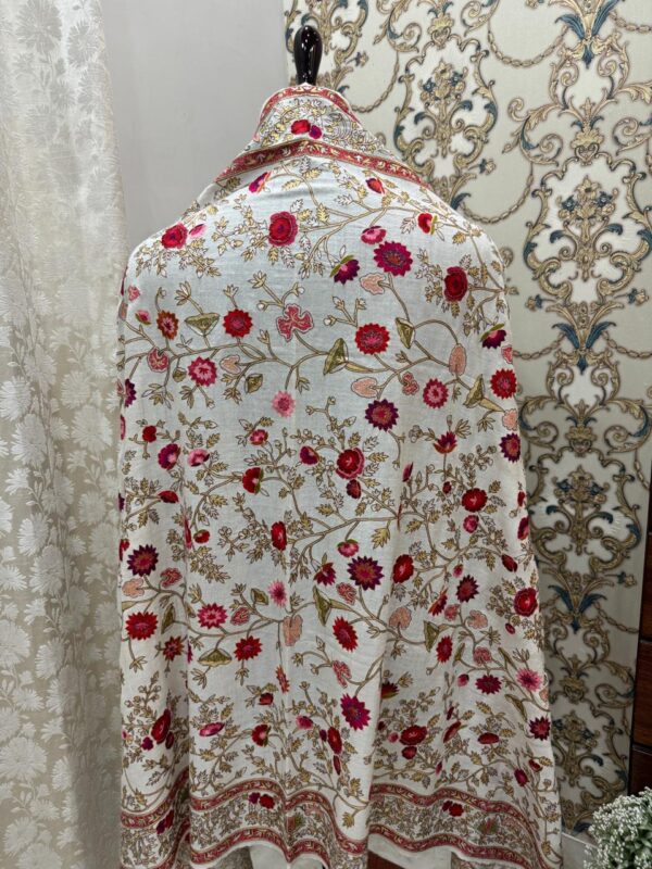 Pashmina Shawl, Kashmiri Tilla And Silk Handmade, Multicolored - Image 5