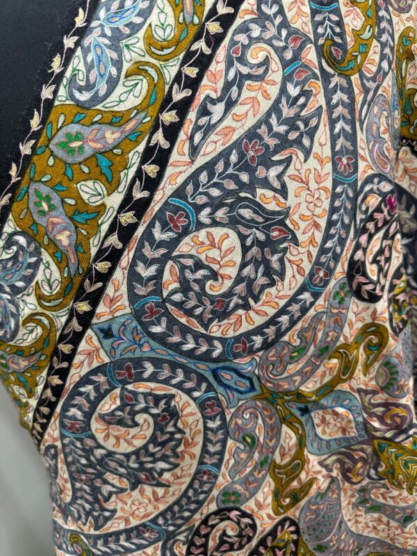 Exquisite Multicolored Pure Pashmina Shawl – Handcrafted Kashmiri Kalamkari Design - Image 7