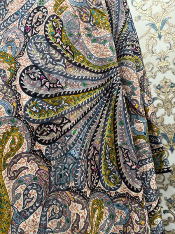 Exquisite Multicolored Pure Pashmina Shawl – Handcrafted Kashmiri Kalamkari Design - Image 6