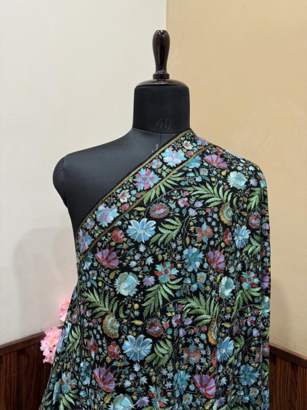 Luxurious Silk Embroidered Pure Pashmina Shawl – Papier Mache Art, Gents Size - Image 2