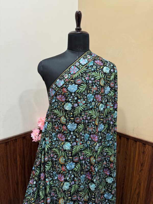 Luxurious Silk Embroidered Pure Pashmina Shawl – Papier Mache Art, Gents Size - Image 3