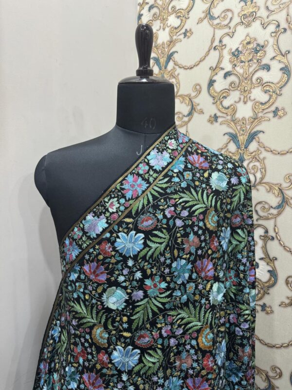 Luxurious Silk Embroidered Pure Pashmina Shawl – Papier Mache Art, Gents Size - Image 4