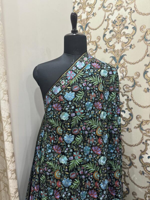 Luxurious Silk Embroidered Pure Pashmina Shawl – Papier Mache Art, Gents Size - Image 5