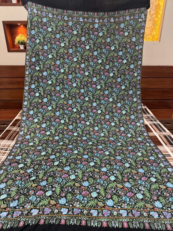 Luxurious Silk Embroidered Pure Pashmina Shawl – Papier Mache Art, Gents Size - Image 6