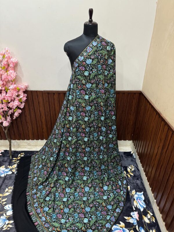 Luxurious Silk Embroidered Pure Pashmina Shawl – Papier Mache Art, Gents Size - Image 7