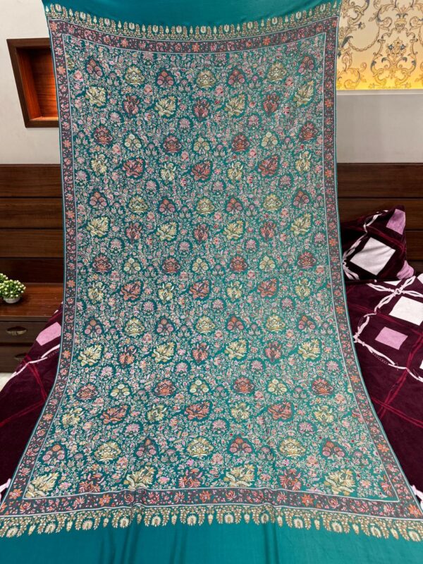 Elegant Hand-Embroidered Papier Mache Resham Zari Shawl - Image 2