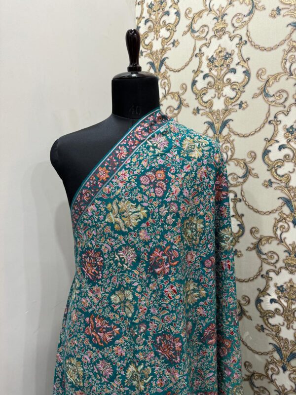 Elegant Hand-Embroidered Papier Mache Resham Zari Shawl - Image 4