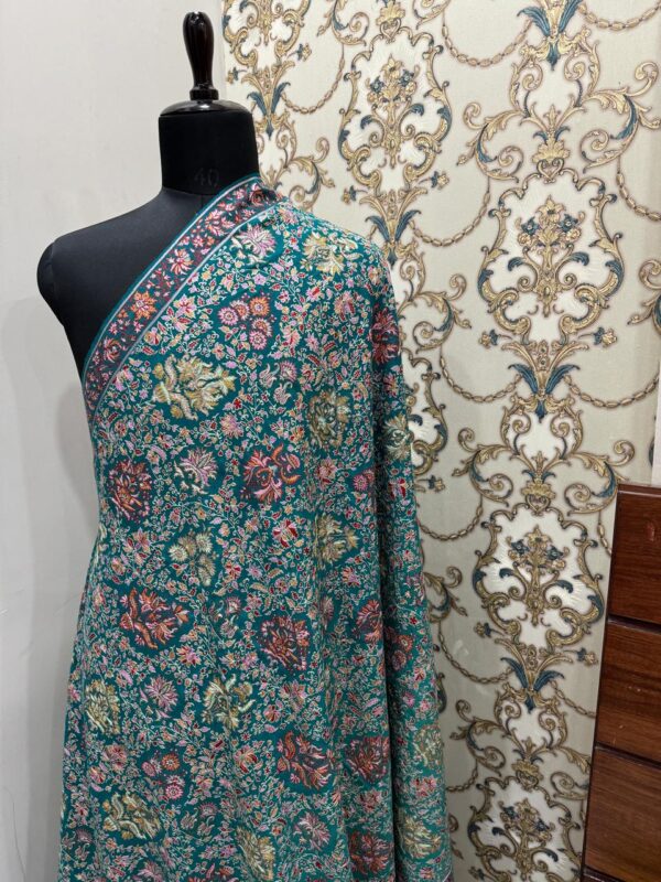 Elegant Hand-Embroidered Papier Mache Resham Zari Shawl