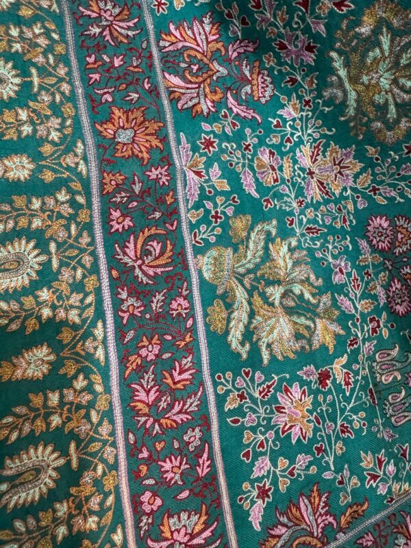 Elegant Hand-Embroidered Papier Mache Resham Zari Shawl - Image 7