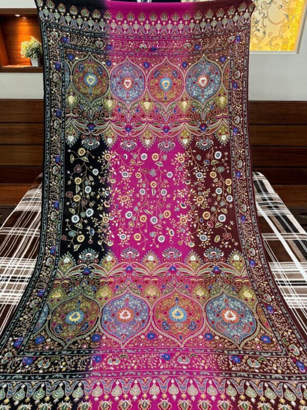 Royal Handwoven Pashmina Shawl – Zari & Resham Papier Mâché Art | Luxury Edit - Image 7