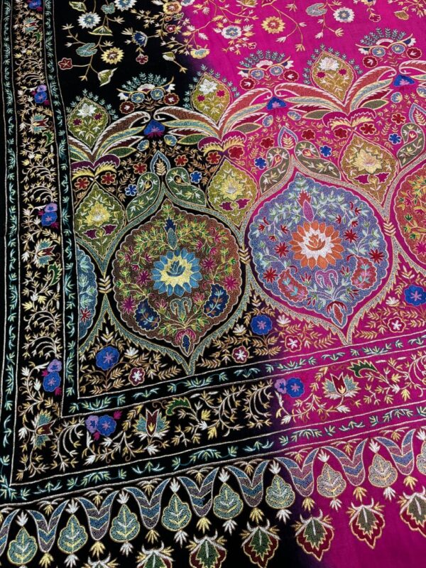 Royal Handwoven Pashmina Shawl – Zari & Resham Papier Mâché Art | Luxury Edit - Image 6