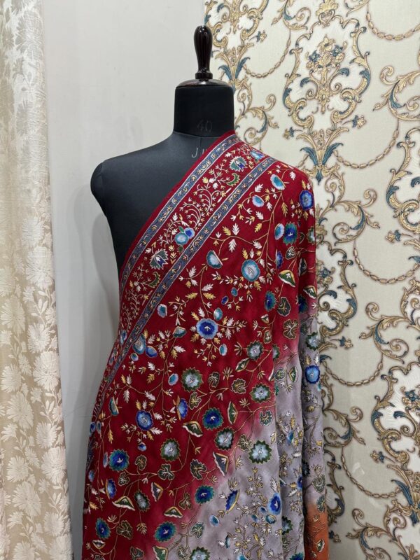 Luxury Handwoven Pashmina Shawl – Resham & Zari Papier Mache Work | Limited Edition - Image 2