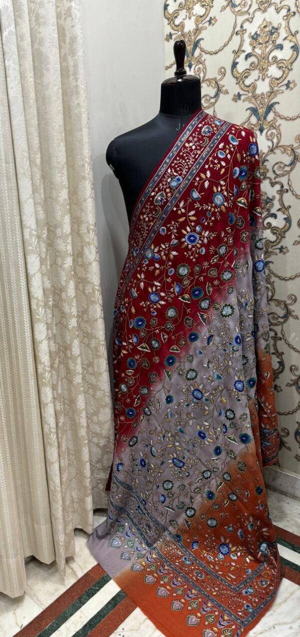 Luxury Handwoven Pashmina Shawl – Resham & Zari Papier Mache Work | Limited Edition - Image 5