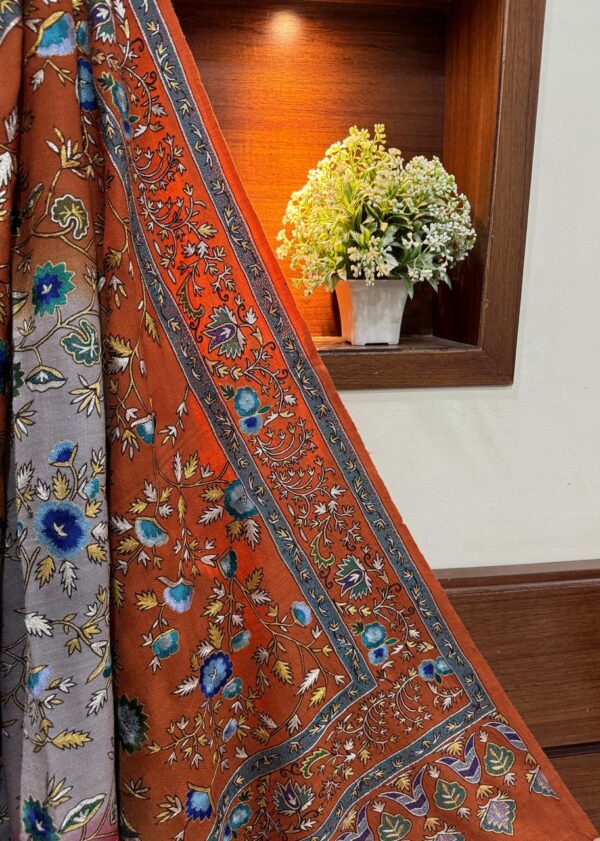Luxury Handwoven Pashmina Shawl – Resham & Zari Papier Mache Work | Limited Edition