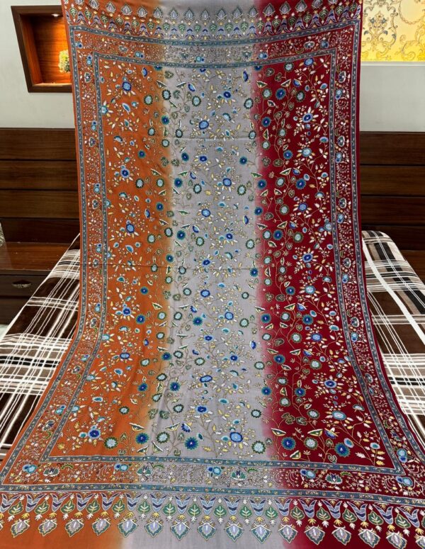 Luxury Handwoven Pashmina Shawl – Resham & Zari Papier Mache Work | Limited Edition - Image 7