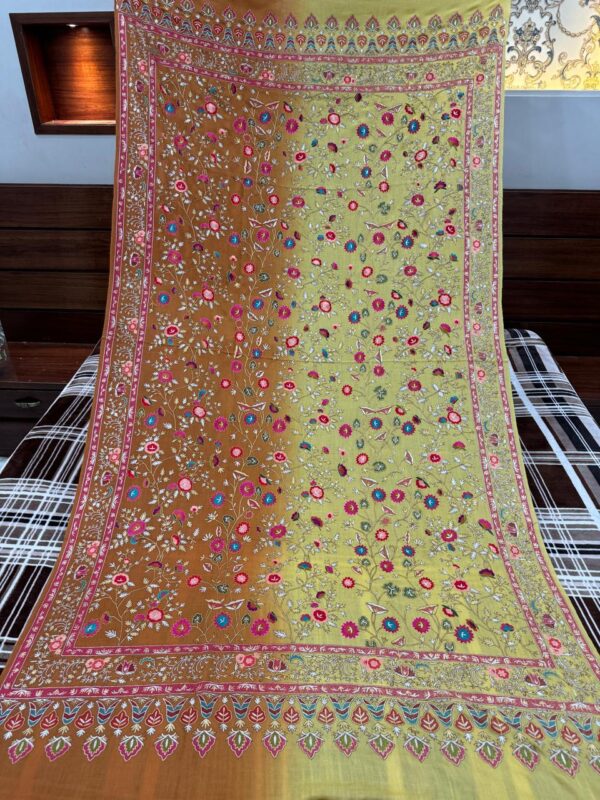 🌟 Golden Glow Pashmina Shawl – Handwoven Mustard & Yellow with Zari & Resham Magic 🌟 - Image 2
