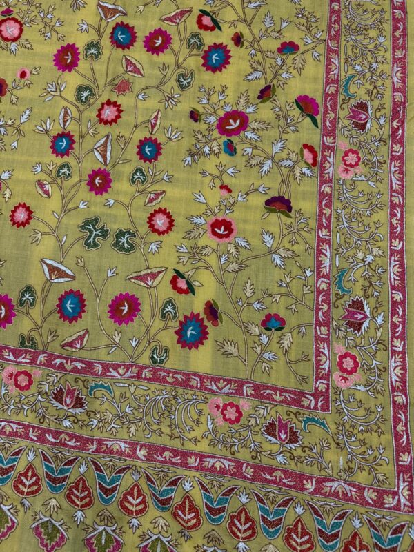 🌟 Golden Glow Pashmina Shawl – Handwoven Mustard & Yellow with Zari & Resham Magic 🌟 - Image 4