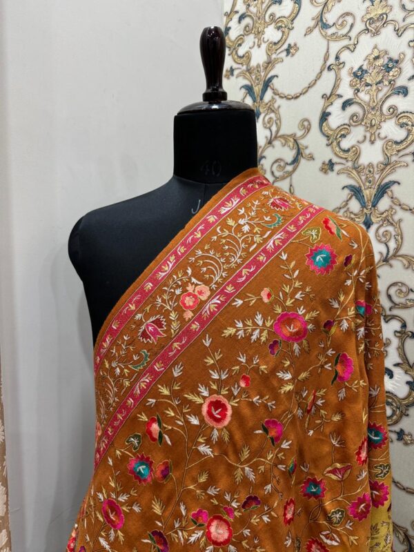 🌟 Golden Glow Pashmina Shawl – Handwoven Mustard & Yellow with Zari & Resham Magic 🌟 - Image 5