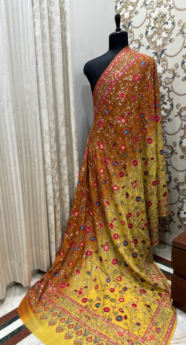 🌟 Golden Glow Pashmina Shawl – Handwoven Mustard & Yellow with Zari & Resham Magic 🌟 - Image 6