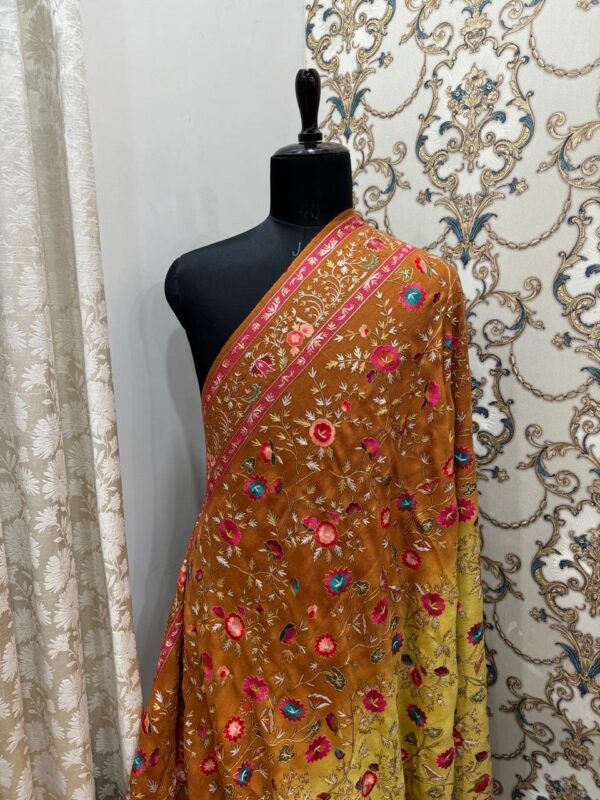 🌟 Golden Glow Pashmina Shawl – Handwoven Mustard & Yellow with Zari & Resham Magic 🌟 - Image 7