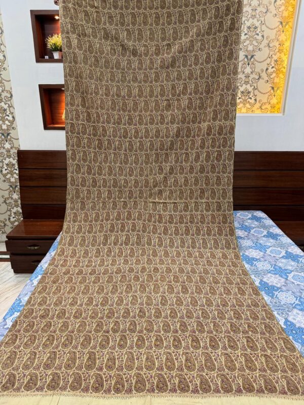 Antique 200-Year-Old Handwoven Kashmiri Kani Jamawar Shawl – Cream Base, Multicolor Pattern - Image 7