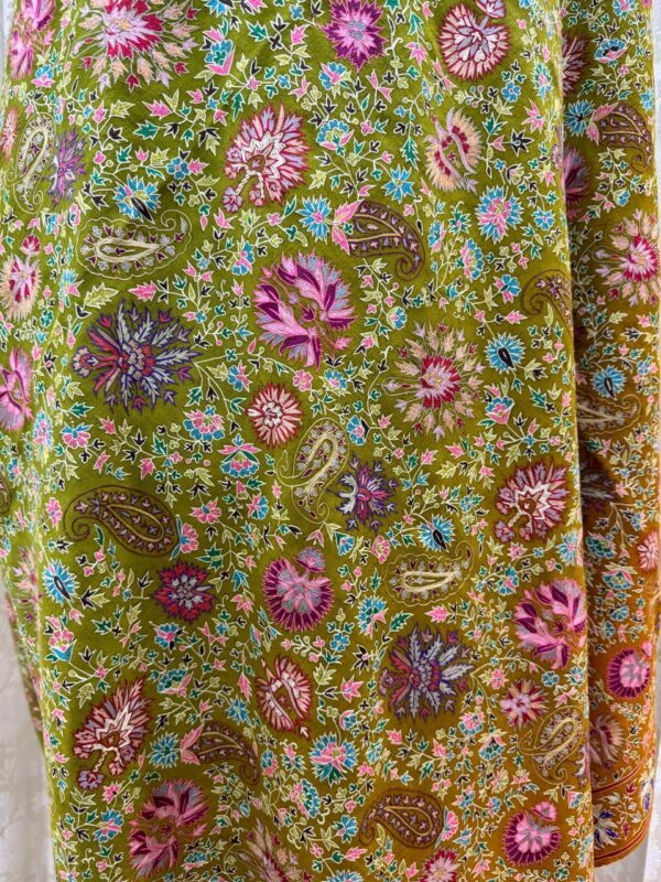Papier Mâché Embroidered Pure Pashmina Shawl | Subtle Shades of Spring - Image 4