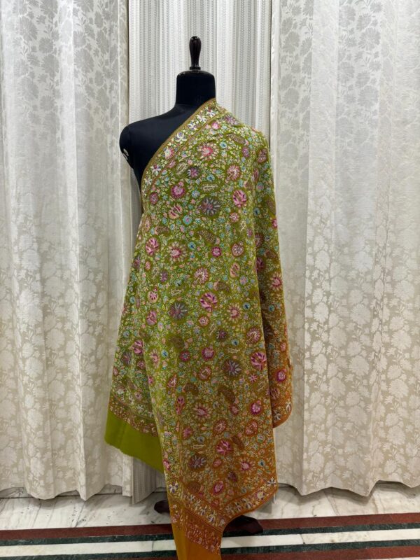 Papier Mâché Embroidered Pure Pashmina Shawl | Subtle Shades of Spring - Image 5