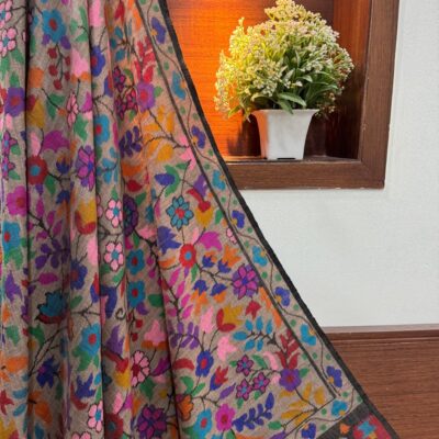 "Garden of Threads – Multicolour Pure Pashmina Kani Shawl"