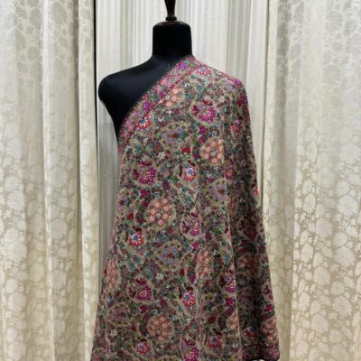 Pure Pashmina Shawl – Hand Embroidered Papier mache with Silk Threadwork