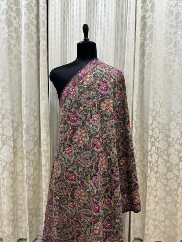 Pure Pashmina Shawl – Hand Embroidered Papier mache with Silk Threadwork