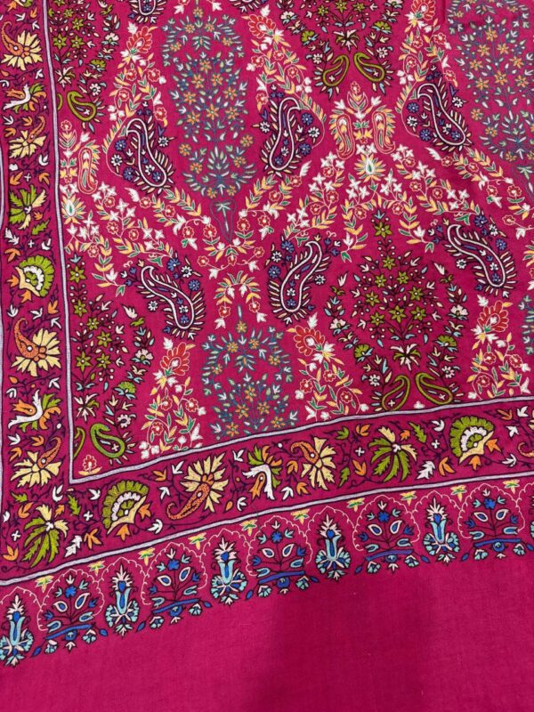 Shaded Pink Pure Pashmina Shawl – Hand Embroidered Papier Mache with Silk Threadwork - Image 6