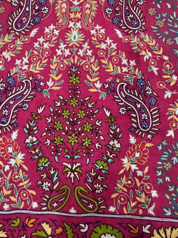 Shaded Pink Pure Pashmina Shawl – Hand Embroidered Papier Mache with Silk Threadwork - Image 5