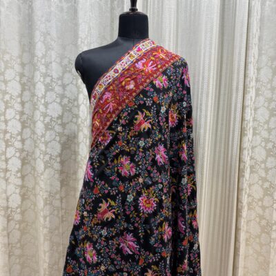 Elegant Black Papier Mache Shawl | Dorukha Feel | Hand Embroidered Masterpiece