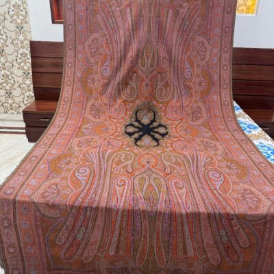 Regal Paisley Long Shawl – Extra Large Black Pashmina with Multicoloured Embroidery