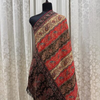Traditional Jamawar Shawl for Men – Pure Pashmina with Antique Paisley Motifs