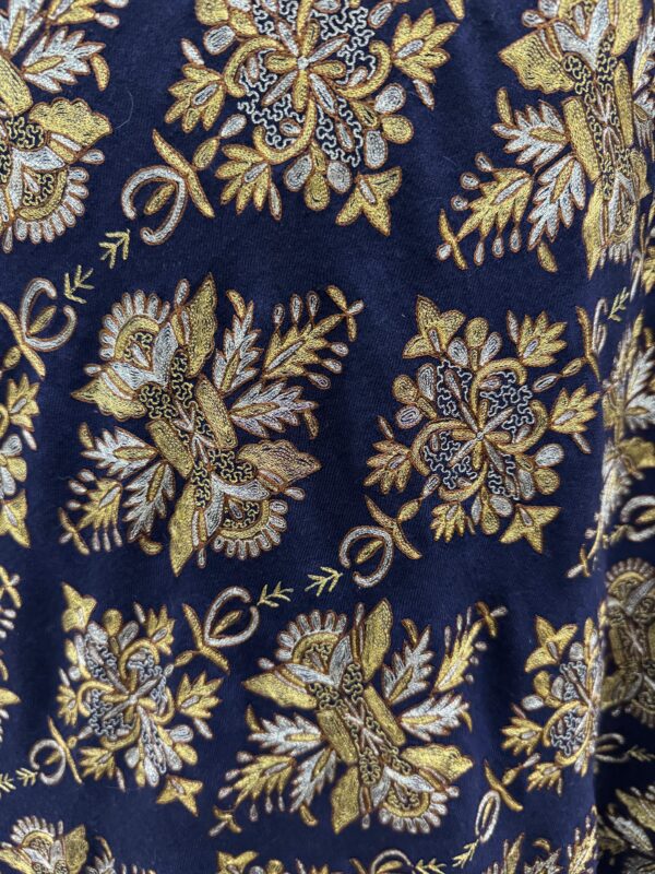 Festive Pashmina Shawl – Blue Base with Zari Floral Embroidery - Image 5