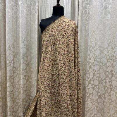 Antique White Jamawar Pashmina Shawl – Timeless Kashmiri Craftsmanship