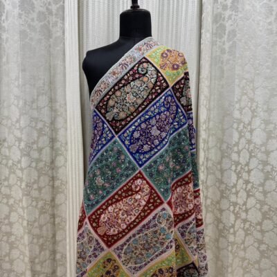 Multicoloured Pure Pashmina Shawl – Handcrafted Papier Mâché Luxury Wrap
